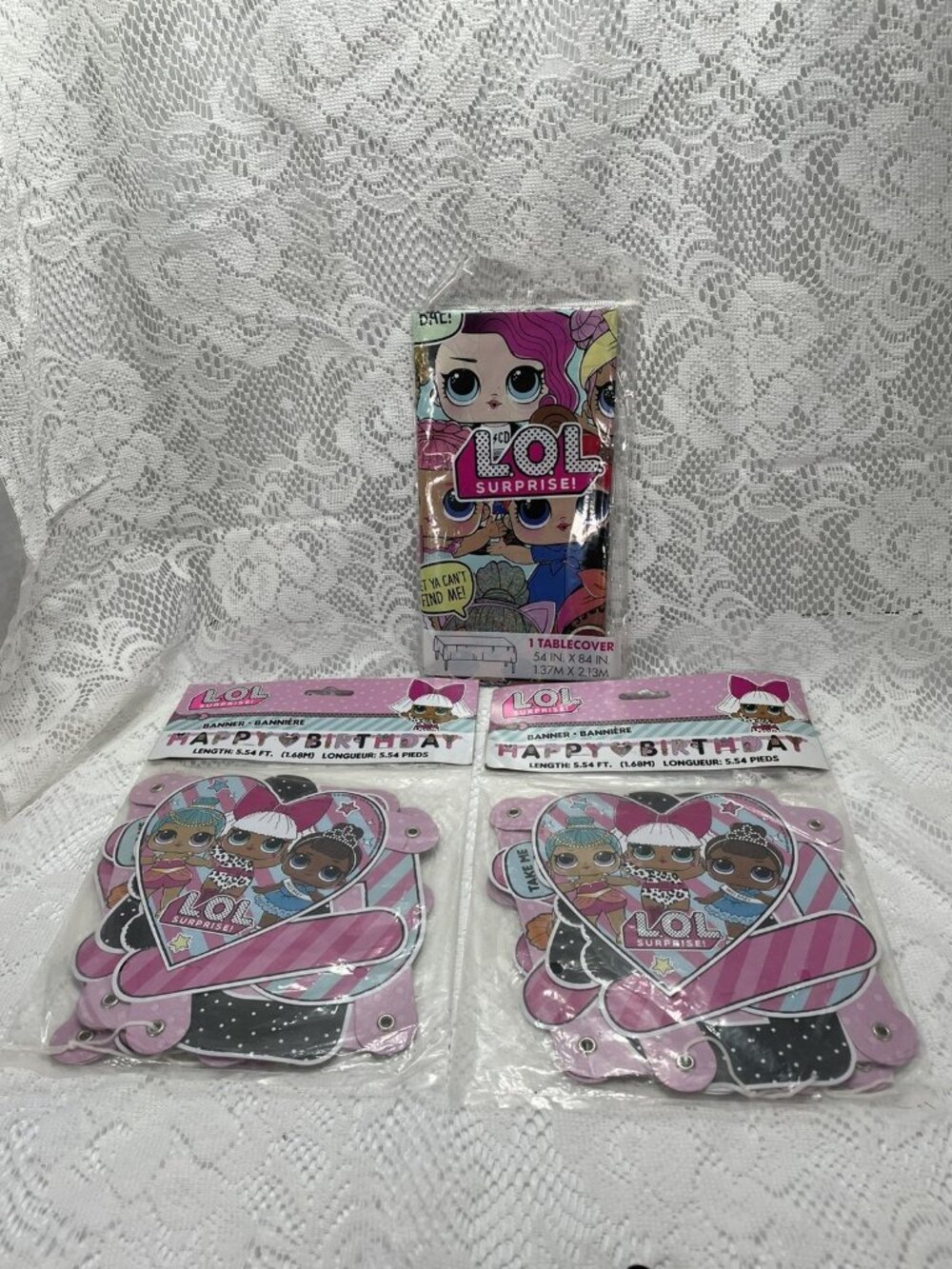 LOL Surprise Dolls Happy Birthday Letter Banner And Table Cover For Girls Party
